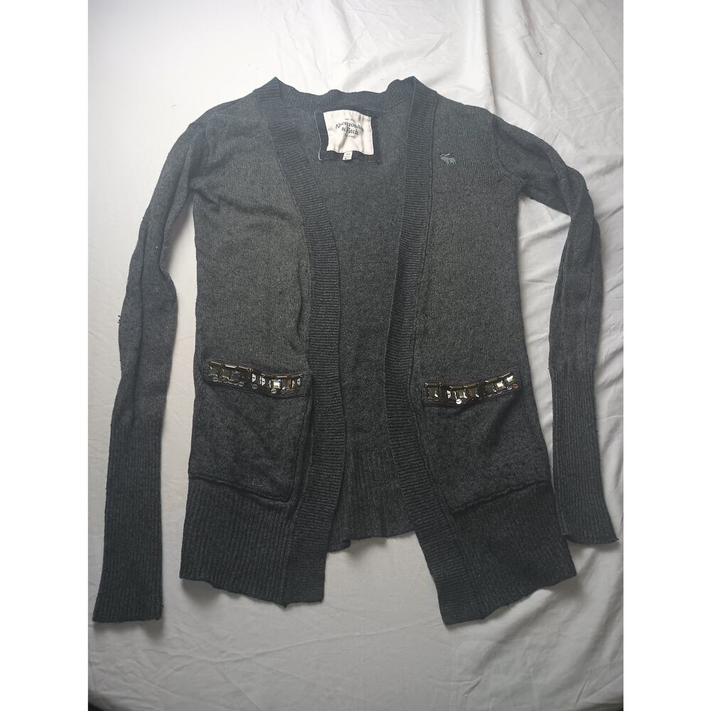 Vtg Y2K Abercrombie & Fitch Rabbit Hair Wool Cardigan Women Size XS